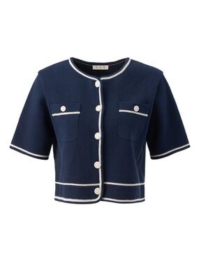 Neat & Tidy Cardigan in Navy and White